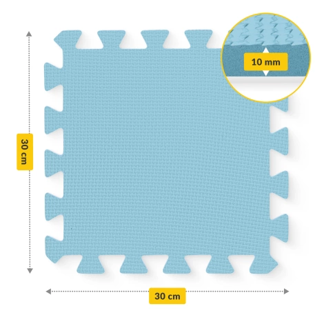 Mata edukacyjna dla dzieci puzzle 90 x 90 cm błękitna