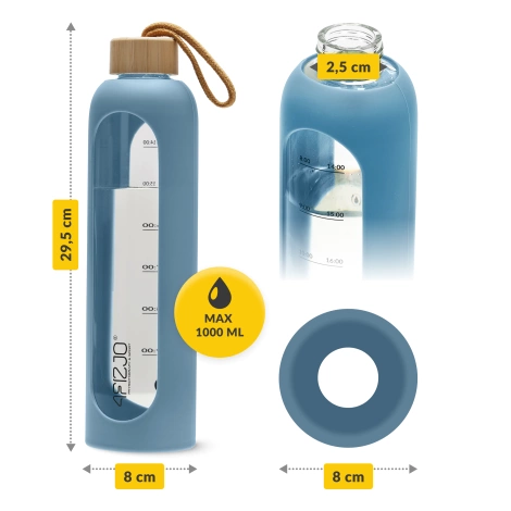 Butelka szklana na wodę 1 L niebieska