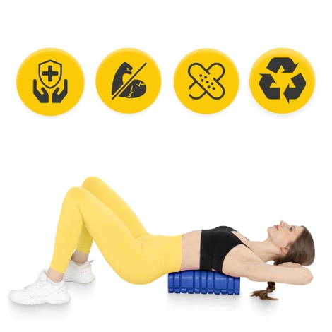 Wałek do masażu z wypustkami EVA 33 cm niebieski