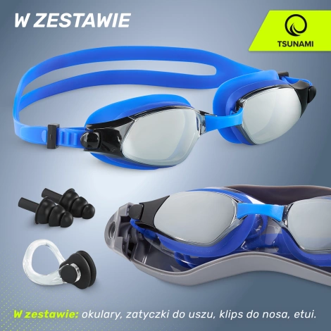 Okulary do pływania TSUNAMI niebieskie