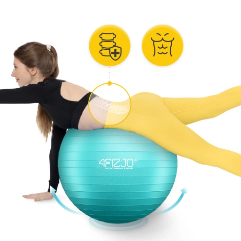 Piłka gimnastyczna dmuchana 75 cm miętowa