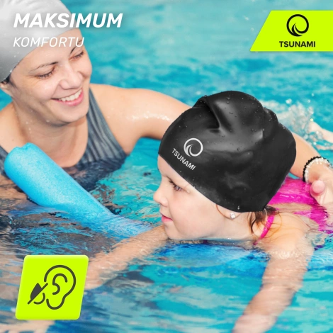 Czepek na basen dla dzieci TSUNAMI czarny