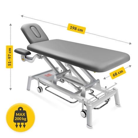 Stół do masażu i rehabilitacji elektryczny PURE+ szary