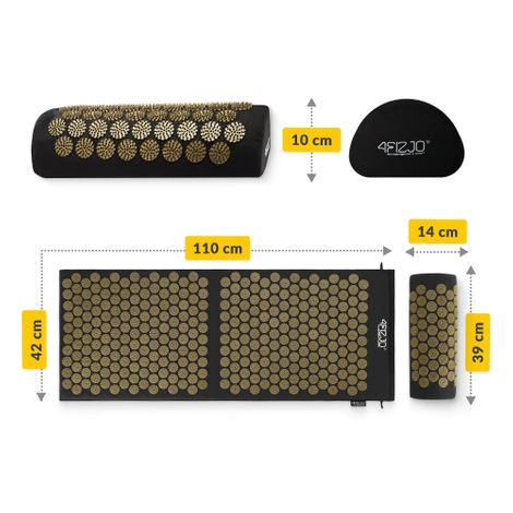 Duża mata do akupresury z poduszką klasyczna XL czarna