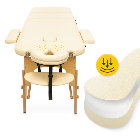Stół do masażu drewniany z regulacją blatu 60 cm beżowy
