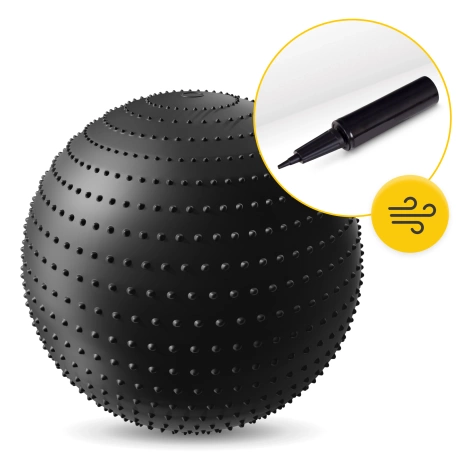 Piłka rehabilitacyjna z kolcami 65 cm czarna