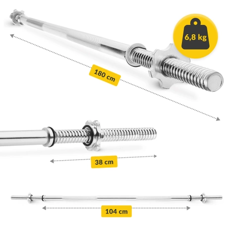 Zestaw kulturystyczny bitumiczny 20 kg + gryf prosty 180 cm