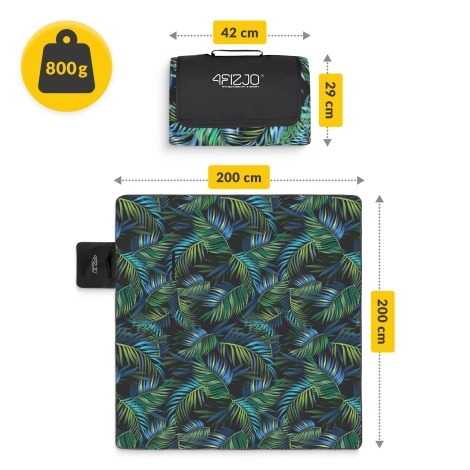 Koc piknikowy plażowy z izolacją 200 x 200 cm palmy