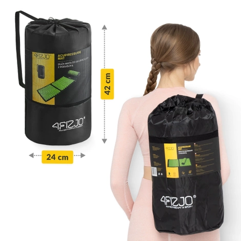 Duża mata do akupresury z poduszką klasyczna XL zielona