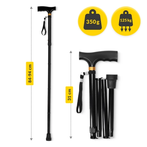 Składana laska z drewnianą rączką