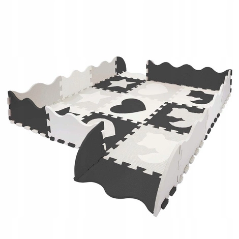 Mata edukacyjna dla dzieci puzzle 120 x 120 cm szara