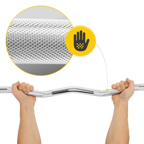 Gryf olimpijski lekko łamany 120 cm z łożyskami - 10 kg