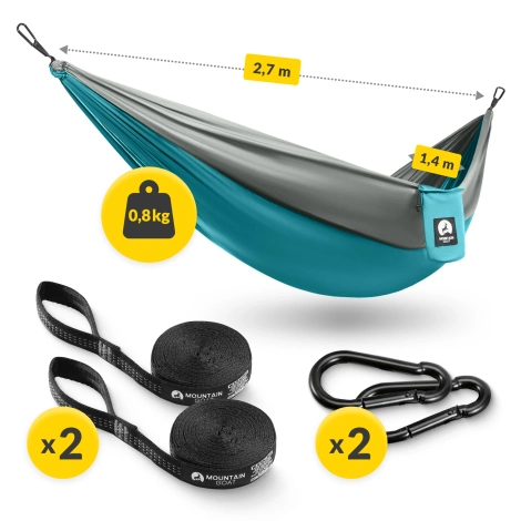 Hamak turystyczny jednoosobowy Mountain Goat szaro-turkusowy