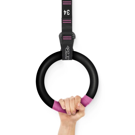 Kółka gimnastyczne do podciągania z ABS czarno-różowe