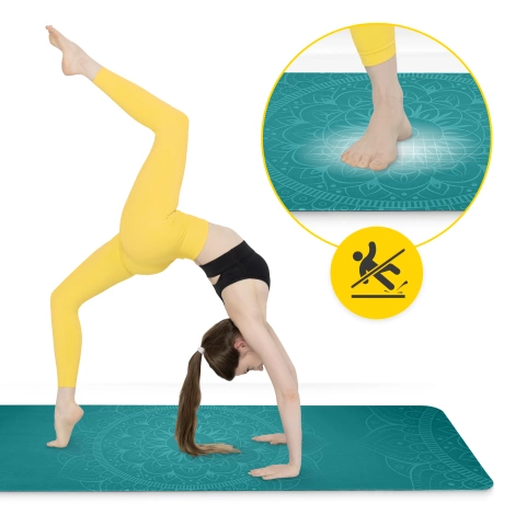 Zamszowa mata do jogi i ćwiczeń 1,5 mm zielona