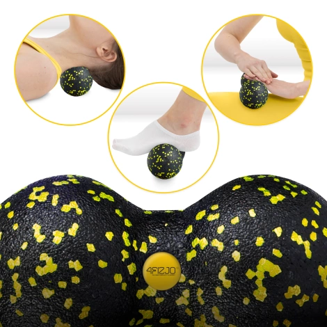 Wałek i piłki do rollowania i masażu EPP zestaw 3 szt. żółty