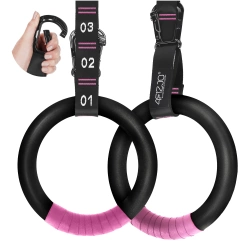 Kółka gimnastyczne do podciągania z ABS czarno-różowe