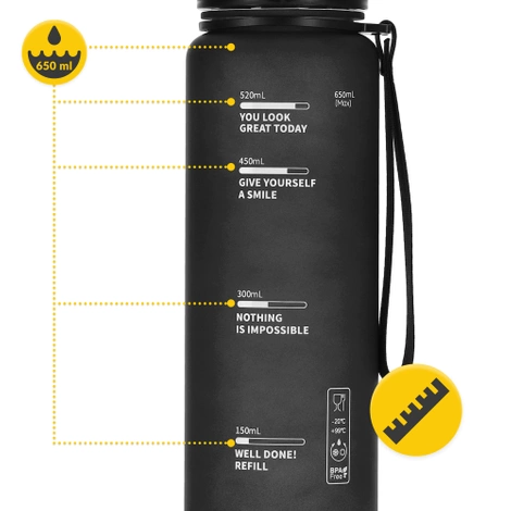 Butelka sportowa na wodę 650 ml czarna
