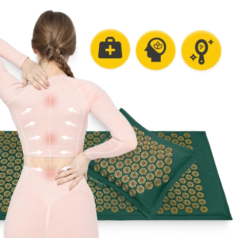 ECO Mata do akupresury z łuskami gryki i kokosem zielona