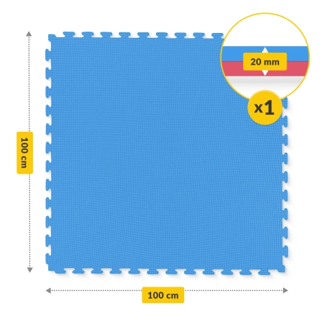 Mata ochronna piankowa PUZZLE na podłogę 100 x 100 cm niebieska