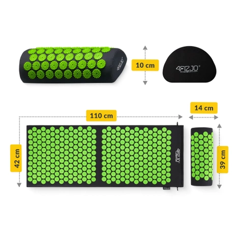 Duża mata do akupresury z poduszką klasyczna XL zielona