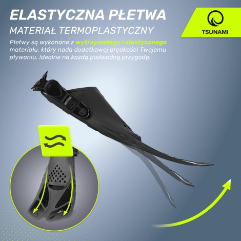 Płetwy do pływania TSUNAMI L/XL szare