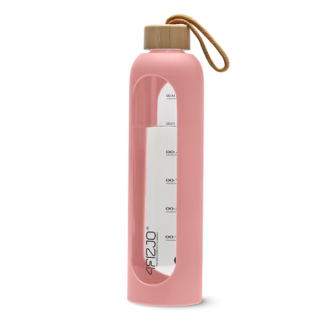 Butelka szklana na wodę 1 L różowa