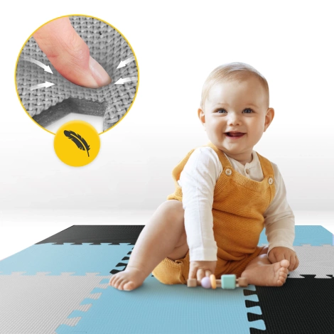 Mata edukacyjna dla dzieci puzzle 90 x 90 cm błękitna