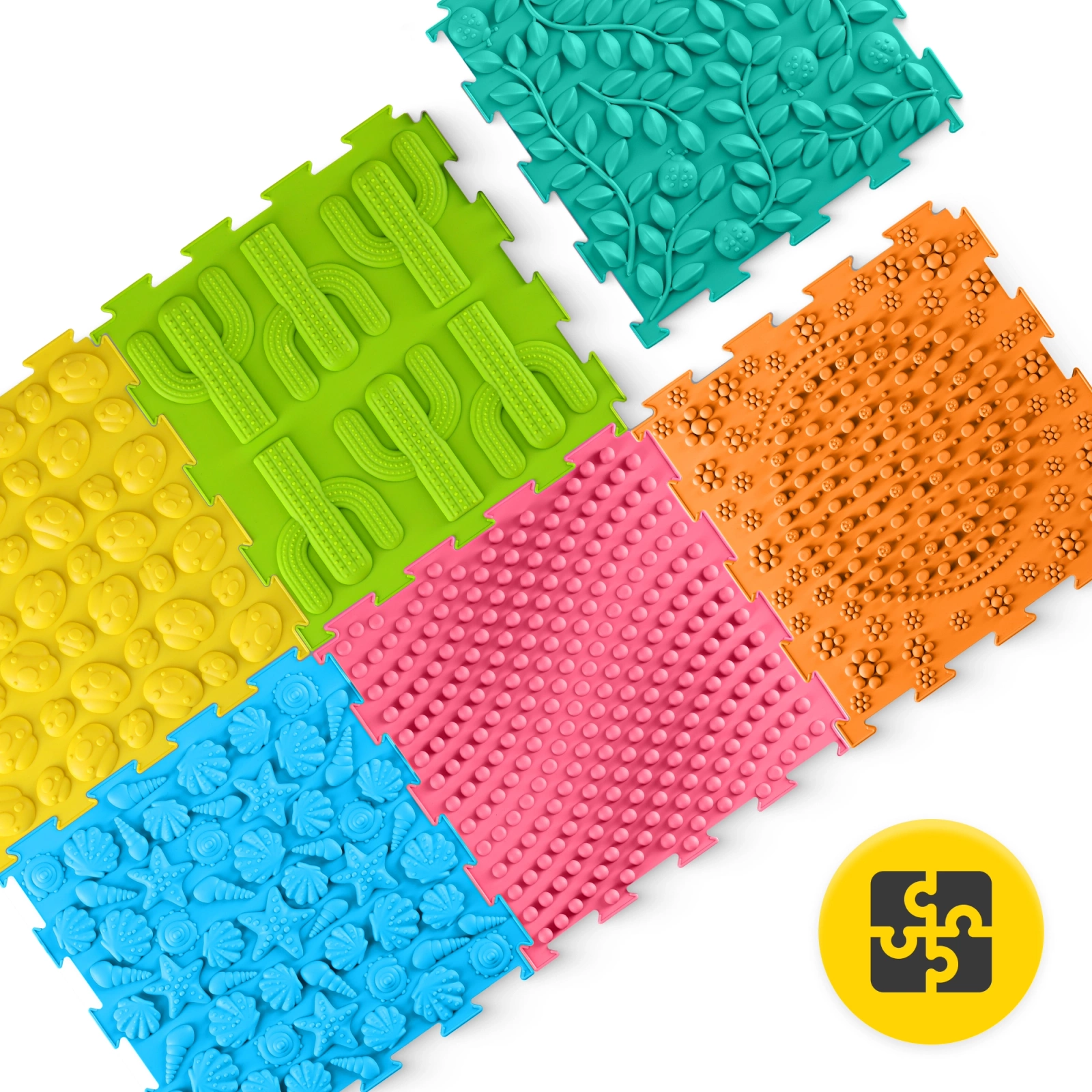 Senzorické puzzle podložky 6 ks 24 x 24 x 1 cm