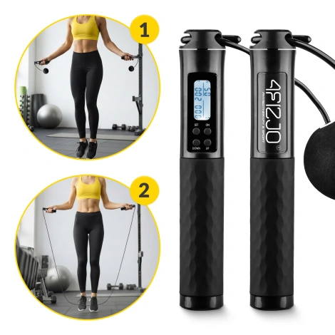 Skakanka z licznikiem i kulkami czarna