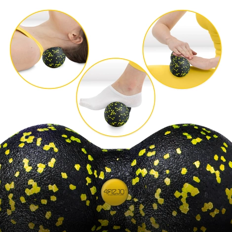 Podwójna piłka do masażu EPP 8 cm żółta