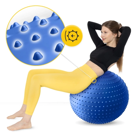 Piłka rehabilitacyjna z kolcami 65 cm niebieska