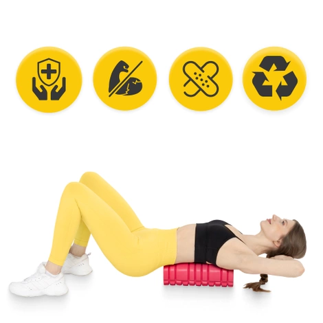 Wałek do masażu z wypustkami EVA 33 cm różowy