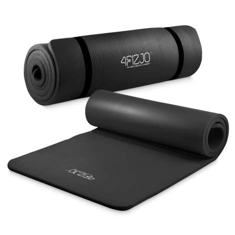 Mata do ćwiczeń fitness i jogi NBR 180 × 60 × 1,5 cm czarna