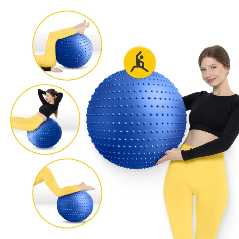 Piłka rehabilitacyjna z kolcami 65 cm niebieska