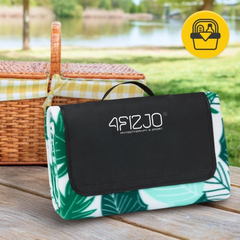 Koc piknikowy plażowy z izolacją 200 x 200 cm liście