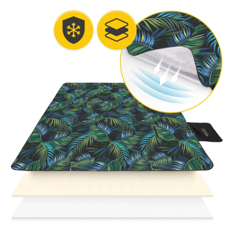 Koc piknikowy plażowy z izolacją 200 x 200 cm palmy