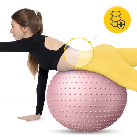 Piłka rehabilitacyjna z kolcami 65 cm różowa