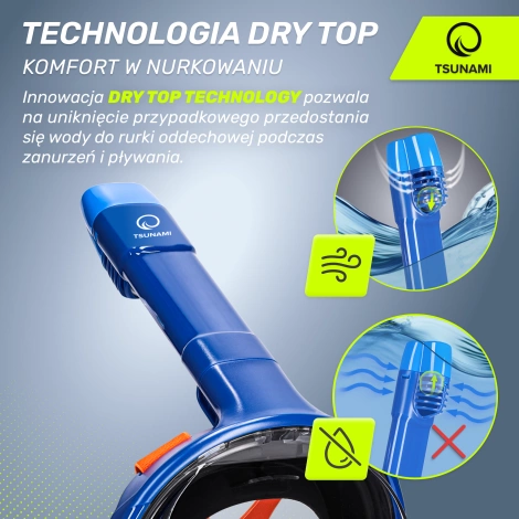 Maska do nurkowania pełnotwarzowa TSUNAMI S/M niebieska