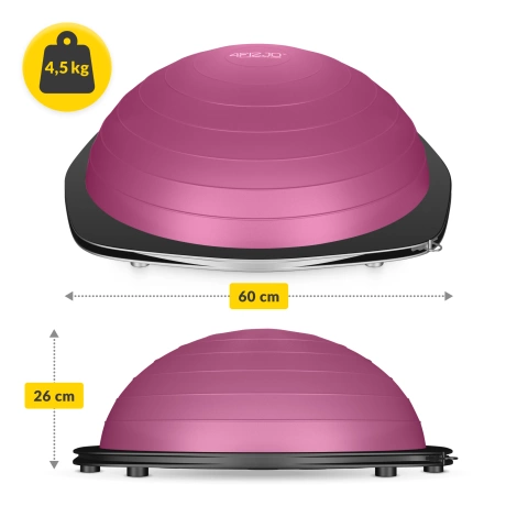 Półpiłka do balansowania równoważna z linkami różowa