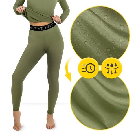 Bielizna termiczna unisex - zielony komplet koszulka + spodnie rozmiar XL