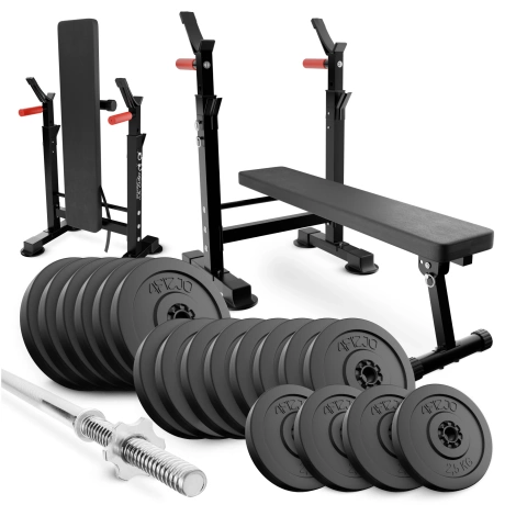 Zestaw kulturystyczny do ćwiczeń 90 kg - domowa siłownia