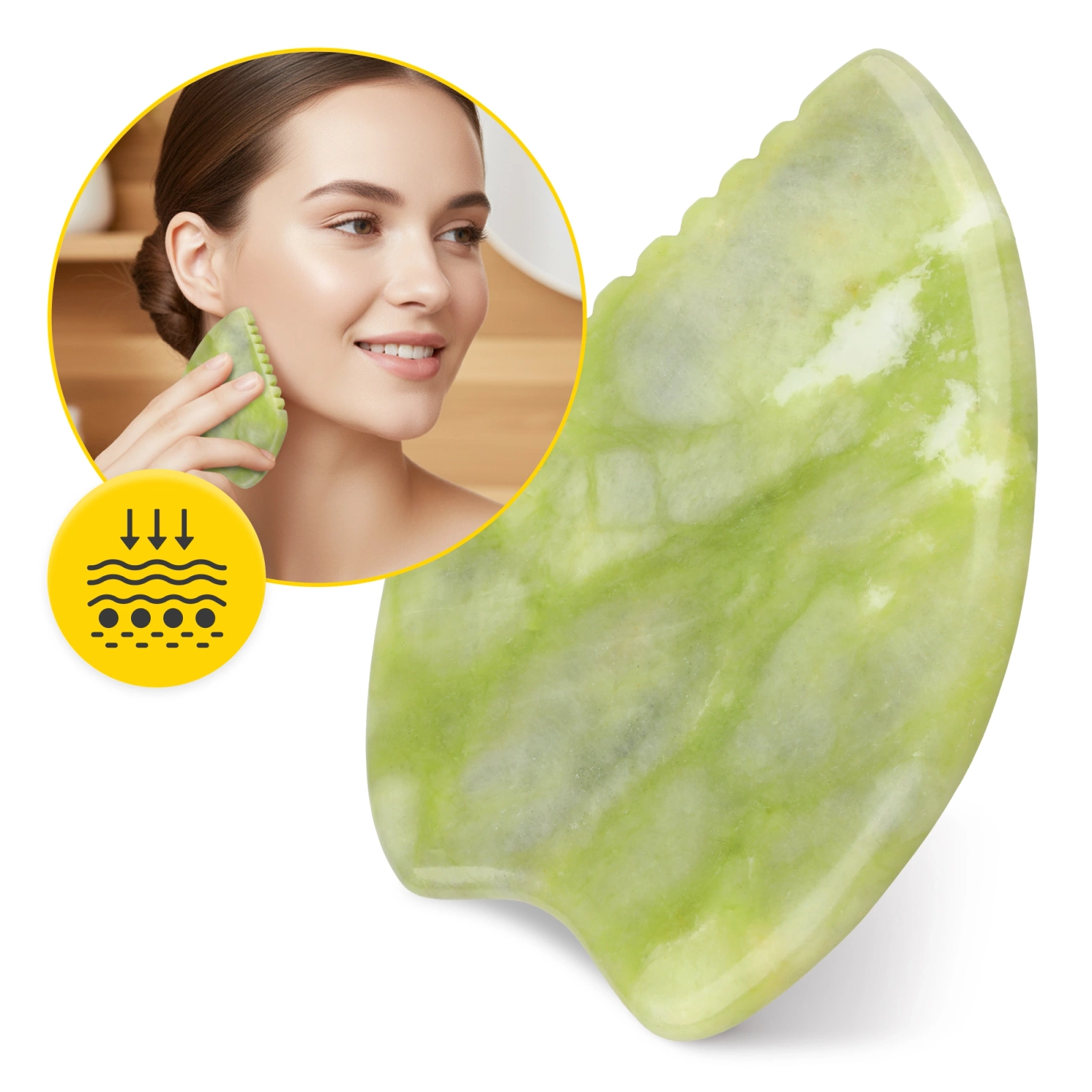 Karbowany kamień Gua Sha z naturalnego zielonego jadeitu
