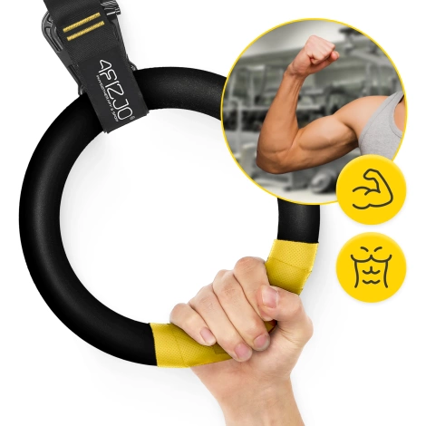 Kółka gimnastyczne do podciągania z ABS czarno-żółte