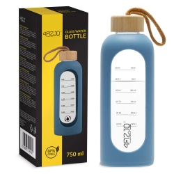 Butelka szklana na wodę 750 ml niebieska