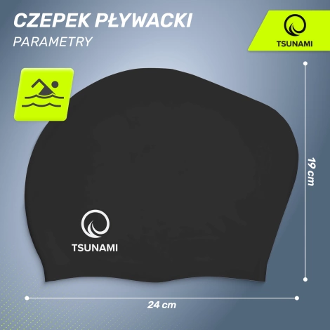 Czepek na basen unisex TSUNAMI czarny