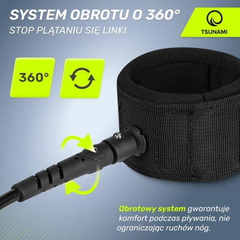 Linka bezpieczeństwa do deski SUP TSUNAMI czarna