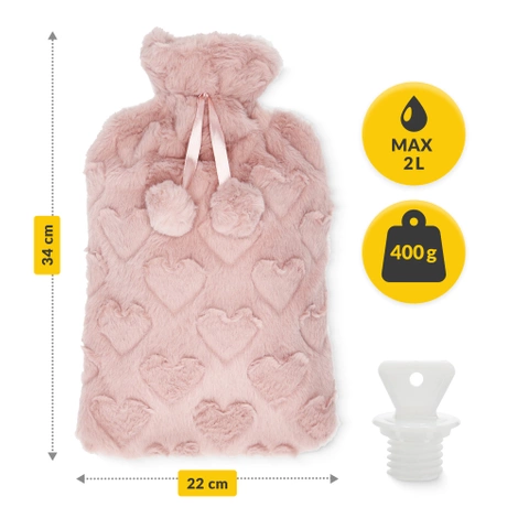 Termofor gumowy w pluszowym pokrowcu SERCA 2 litry