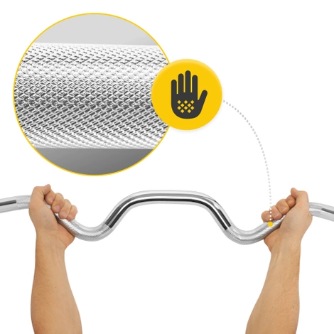 Gryf olimpijski mocno łamany 120 cm z łożyskami - 10 kg