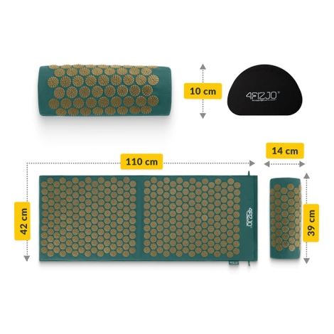 Duża mata do akupresury z poduszką klasyczna XL ciemnozielona
